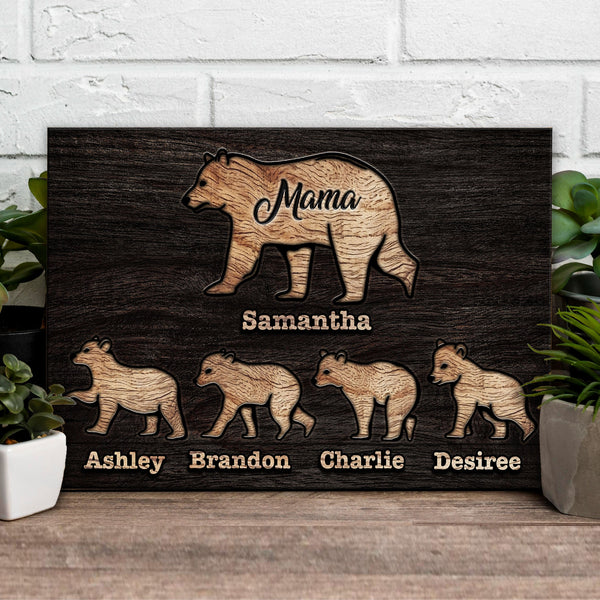 Mother's Day Sign Mother Bear and Cubs