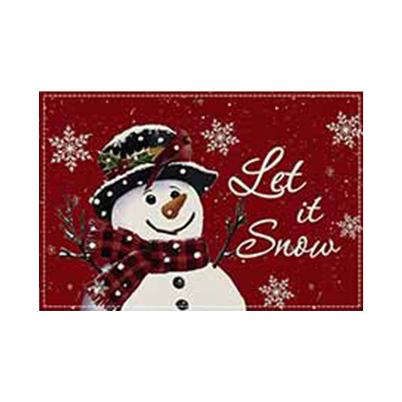 Christmas Snowman Linen Meal Mat Snowflake Grid Printed Table Mat Christmas Party Decoration Insulation Mat Holiday Decoration