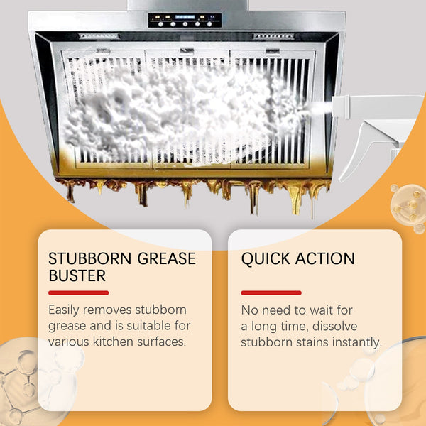Kitchen Grease Cleaner, Multi-Effect Cleaning Kitchen Hood Stove Heavy Oil And Stubborn Dirt