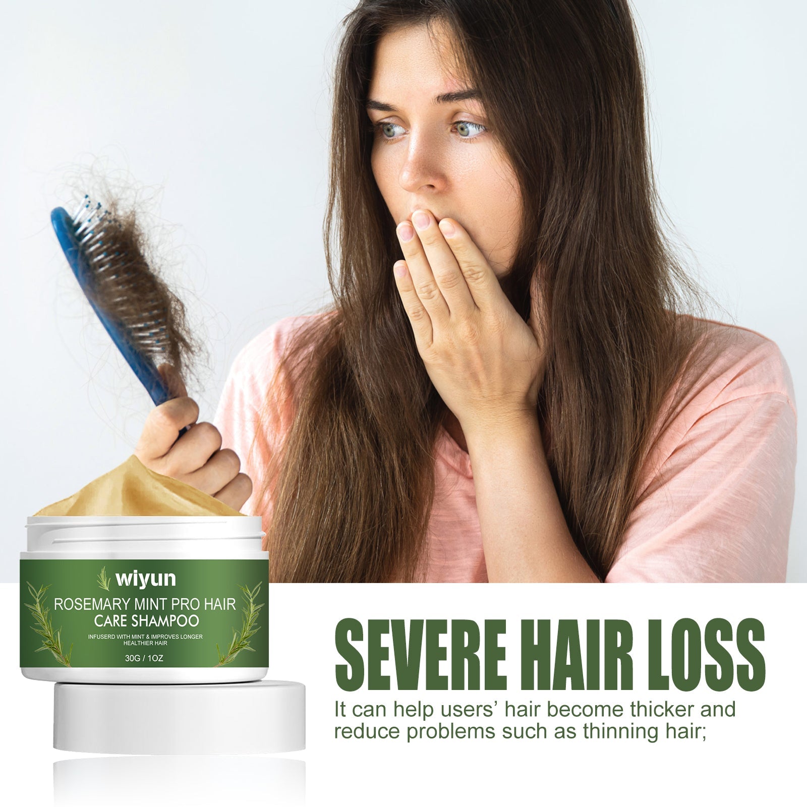 Rosemary Mint Pro Hair Care Shampoo, Scalp Massage Cleaning Care Repair Bifurcation Strong, Supple And Dense Hair