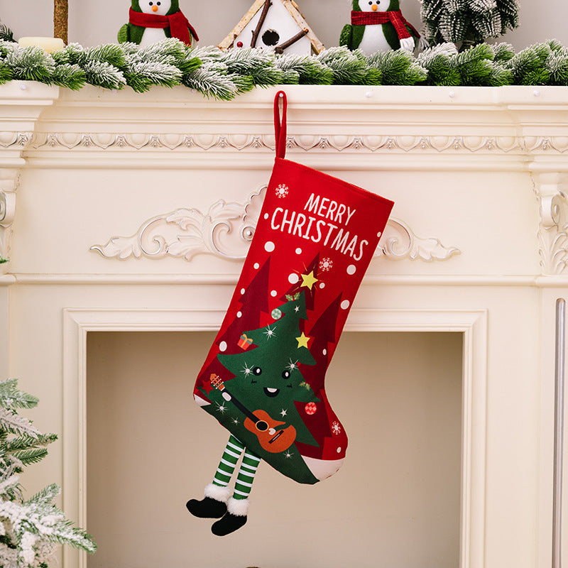 Christmas decorations, colorful prints, Christmas socks, Santa Claus gift socks, snowman gift bags, red and green leg hanging Christmas socks