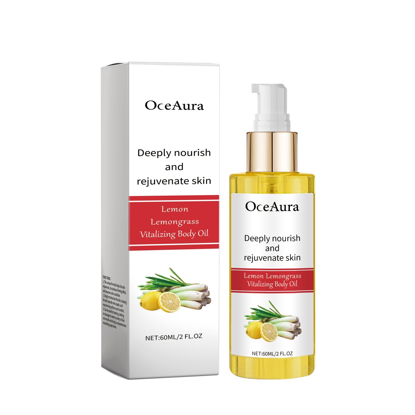 Lemongrass Moisturizing Oil, Daily Massage Body Skin Soothing Nourishing Moisturizing Body Care Oil