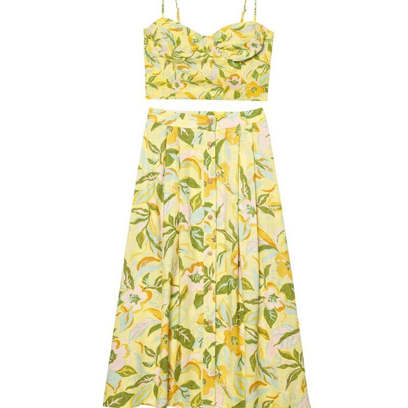 Style Strapless Top with Printed Skirt Set