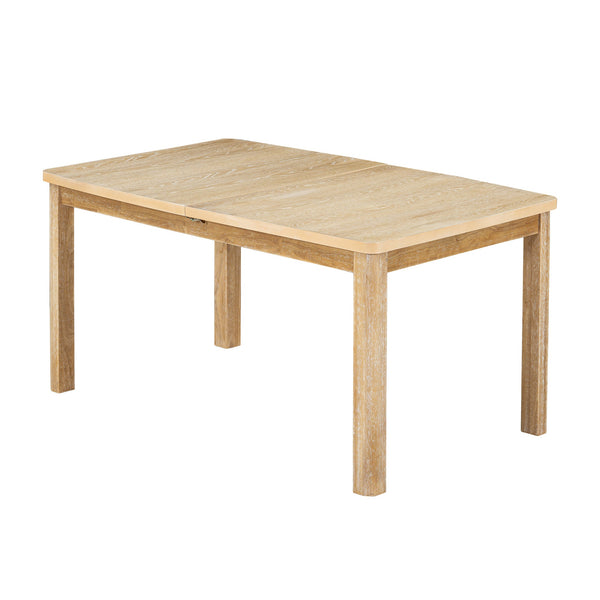 TOPMAX expandable 84 inch dining table set with 24 inch detachable leaves, 6 armless chairs and 2 armchairs  9 pieces natural