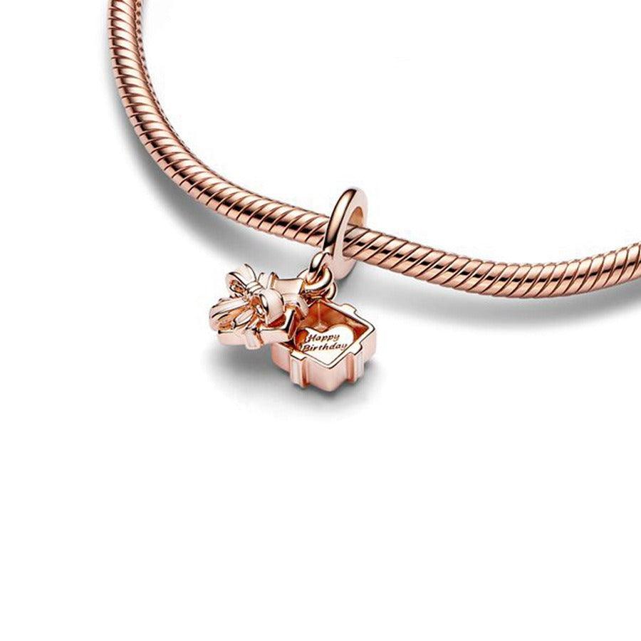 Pan Jiazhu Rose Gold Openable Birthday Gift Box Pendant Bow Ribbon Cute Gift Accessories