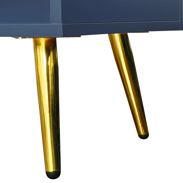 Modern Shoe Storage Bench with Hidden Storage and Upholstered Cushions for Bedside, Living Room and Entryway (Navy)