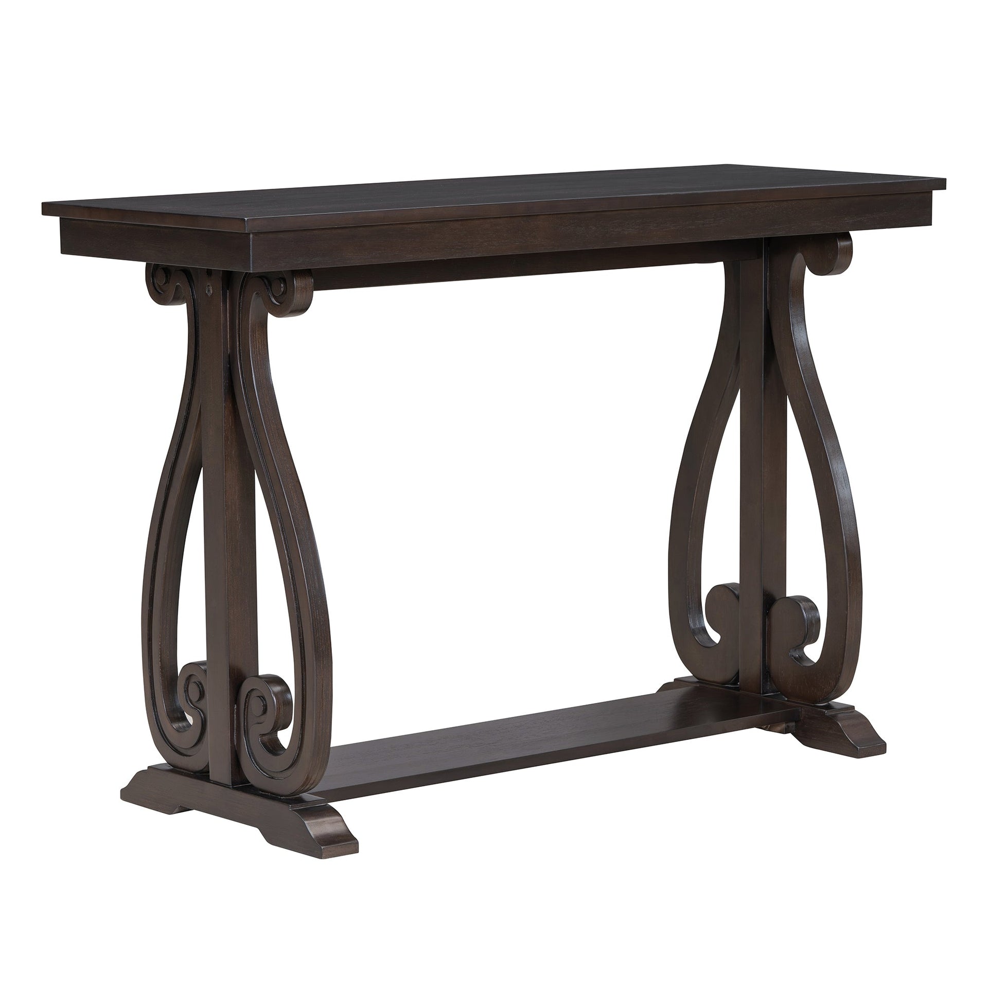 48-Inch Rustic Vintage Console Table --- Farmhouse Style Entryway Table with Open Shelf and Sturdy Construction  (Espresso)