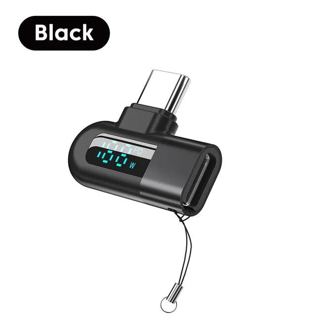 TG adapter 6A intelligent digital display supports 120W fast charging data cable, USB 2.0 port, Type-C adapter