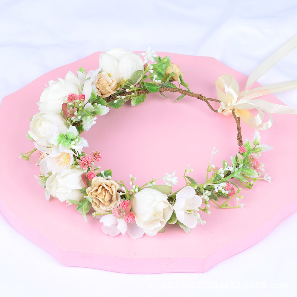 Korean style flower garland headwear, orchid flower crown, fashion show, dance party, headwear, vacation, countryside props, hea