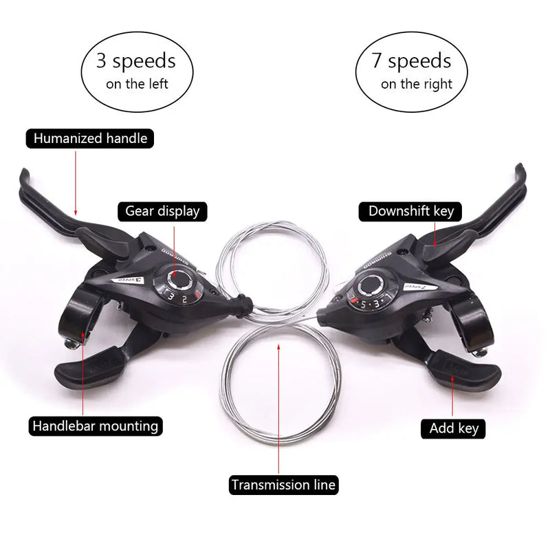 Bike Derailleurs 3x7 21 Speed Switch MTB Bicycle Shifter Levers Brake with Shift Cable Cycling Disc Handle for Bike Trekking