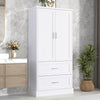 Tall Bathroom Storage Cabinet, Cabinet with Two Doors and Drawers, Adjustable Shelf, MDF Board, White