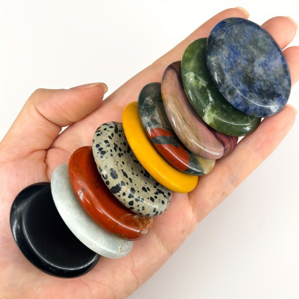 Thumb Worry Stones Oval Massage Quartz Healing Crystal Chakra Energy Therapy Meditation Spiritual Natural Gemstone Decor