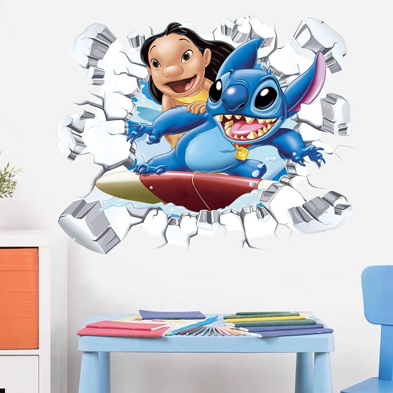 StarCraft Baby Stitch Wall Sticker Self Adhesive Picture Back Adhesive Cartoon Sticker Bedroom Dormitory Bedhead Wall Wallpaper