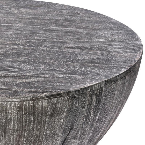 Arthur 36 Inch Farmhouse Style Handcrafted Mango Wood Round Drum Shape Coffee Table - Gifts for You 'n Me