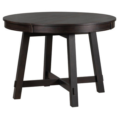 TREXM Farmhouse Round Extendable Dining Table with 16
