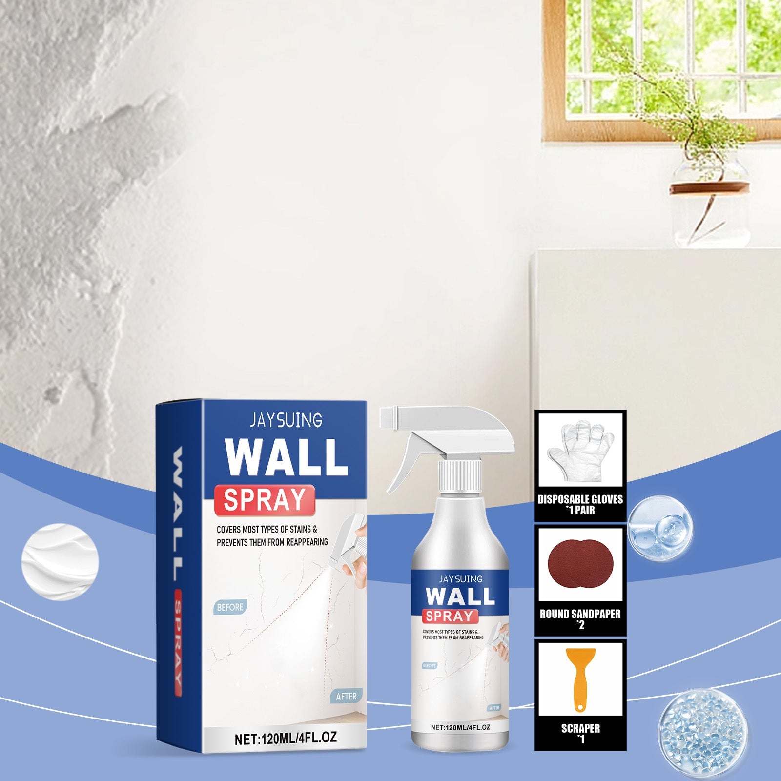 Wall Renovation Spray Paint, Decontamination Apply Waterproof Fast Light Paint Renovation Wall Renovation Spray