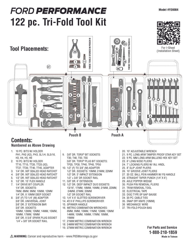 122-Piece Ford Performance Tri-fold Tool Kit