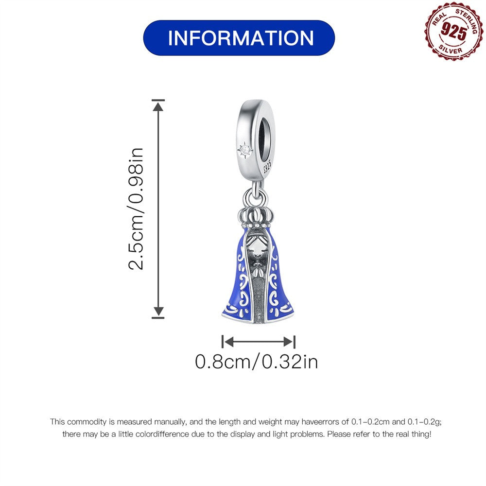 S925 sterling silver pendant beads, religious symbol, Virgin Mary pendant suitable for Pan family bead bracelet