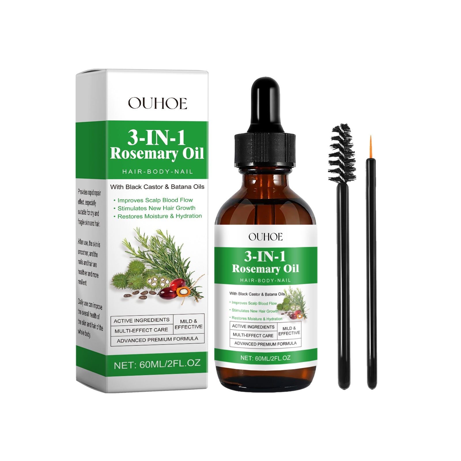 Rosemary Black Castor Batana Oil Nourishing Moisturizing Repair Hydrating Hair And Nail Care Essence