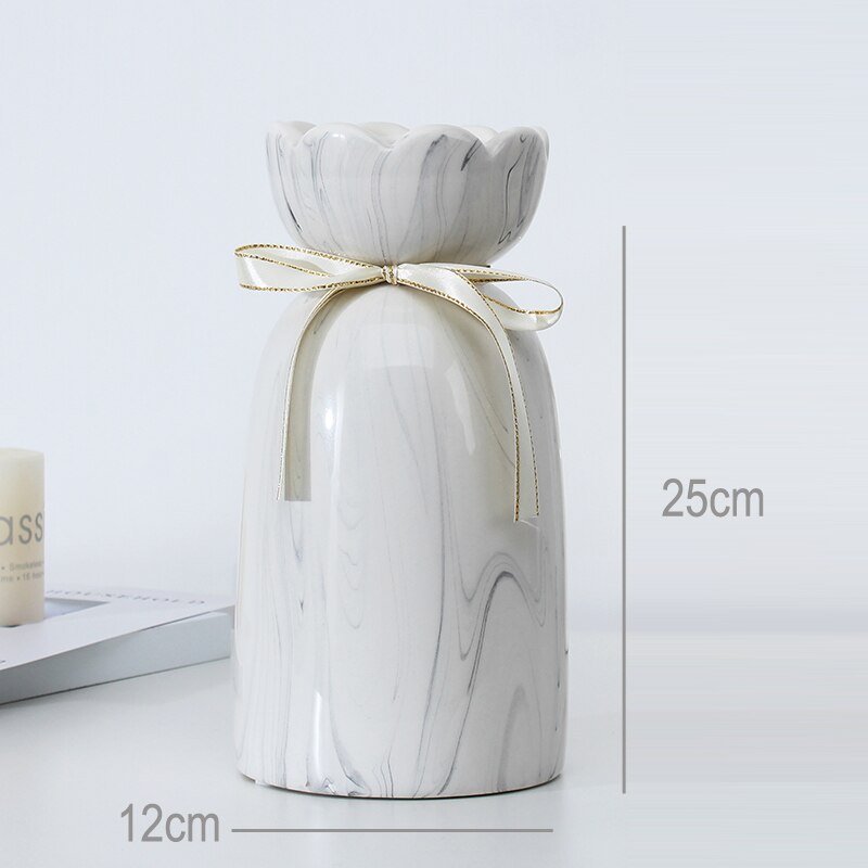 European-style creative ribbon ceramic vase dining room table dry flower arrangement table top decoration at home