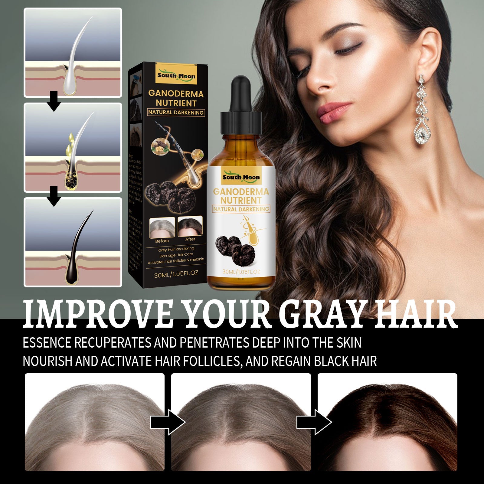Black Ganoderma Lucidum White Black Black Hair Nourishing Hair Nourishing Hair Moisturizing Hair Repair Massage Essence