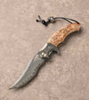 Crest Japanese Damascus Pocket knife with Maple Burl Handle