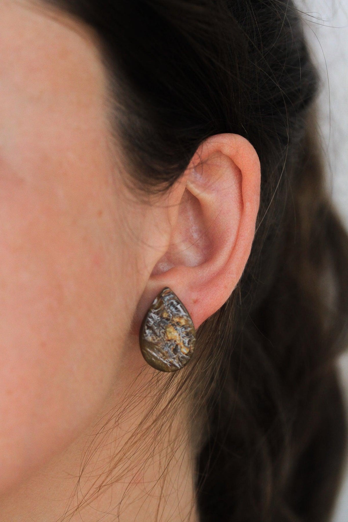 Teardrop Horn Post Earring