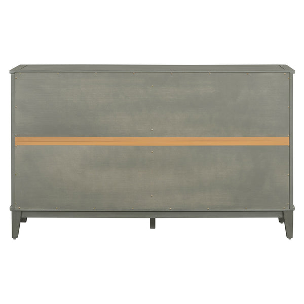TREXM side panel with 4-door large storage buffet, adjustable shelves and metal handles (antique gray)