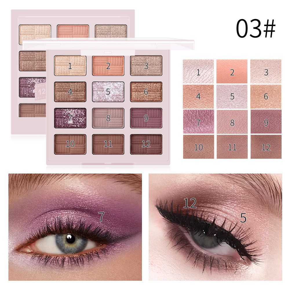 Romantic Beauty 12 Color Eye Shadow Multi Color Eye Brightening Lasting Modification Waterproof Pearl Eye Shadow Plate