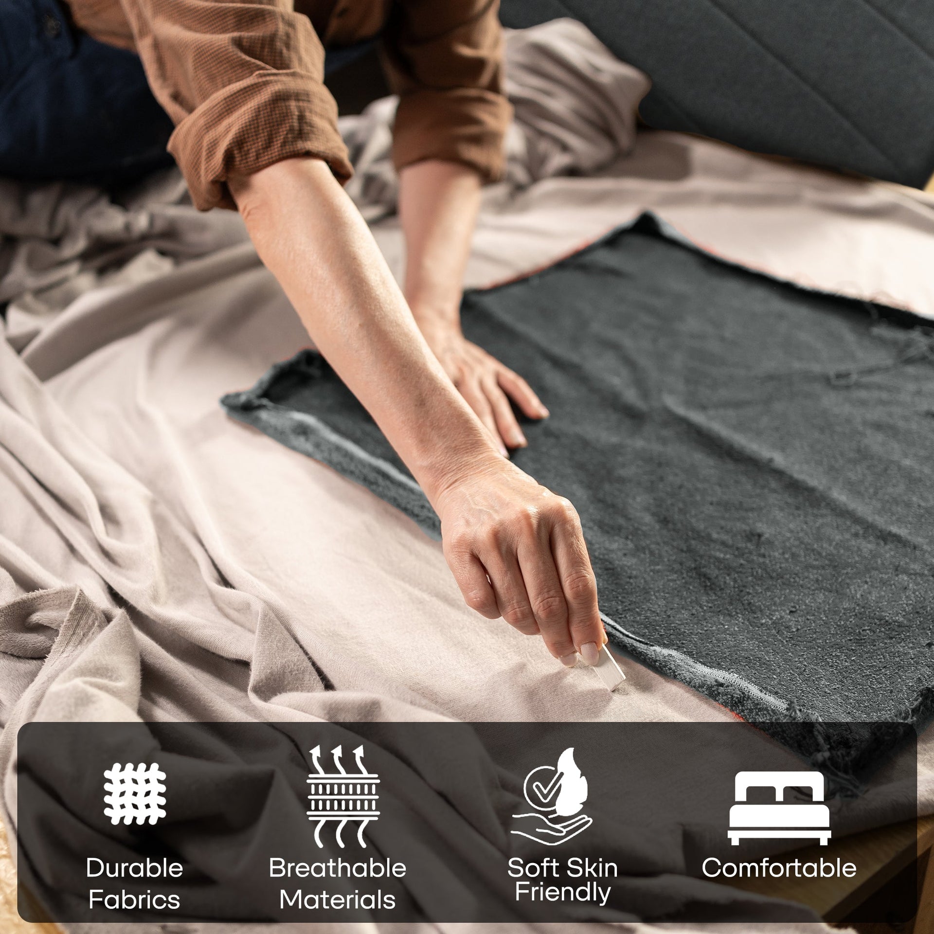 Acacia Astoria Upholstered Solid Wood Bed Frame