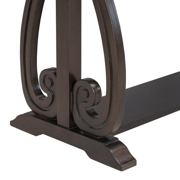 48-Inch Rustic Vintage Console Table --- Farmhouse Style Entryway Table with Open Shelf and Sturdy Construction  (Espresso)