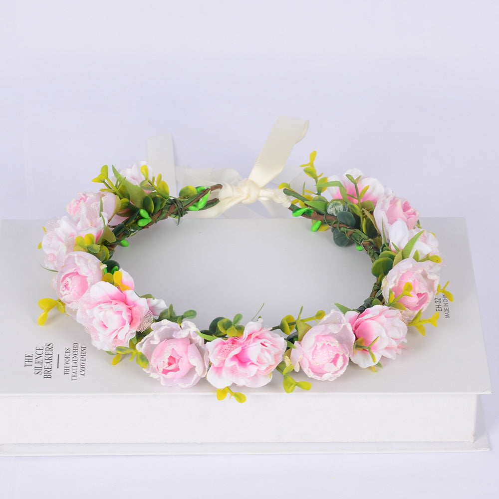 Flower garland super fairy bridal headpiece handmade simulation flower fairy headpiece wedding photography hair accessory