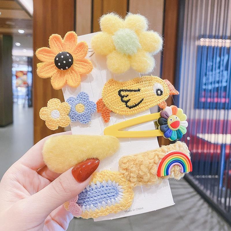 Milk Coffee Color Children's Plush Hairpin Net Red Bangs Side Hair Clip Autumn And Winter Lovely Japanese Clip