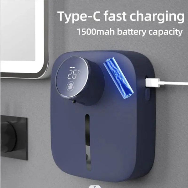 Wall-mounted Automatic Soap Dispenser Multifunctional Infrared Sensor LED Digital Display Touchless Foam USB Rechargeable