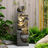 Resin Carved Clay Urn Outdoor Water Fountain 42 Inch