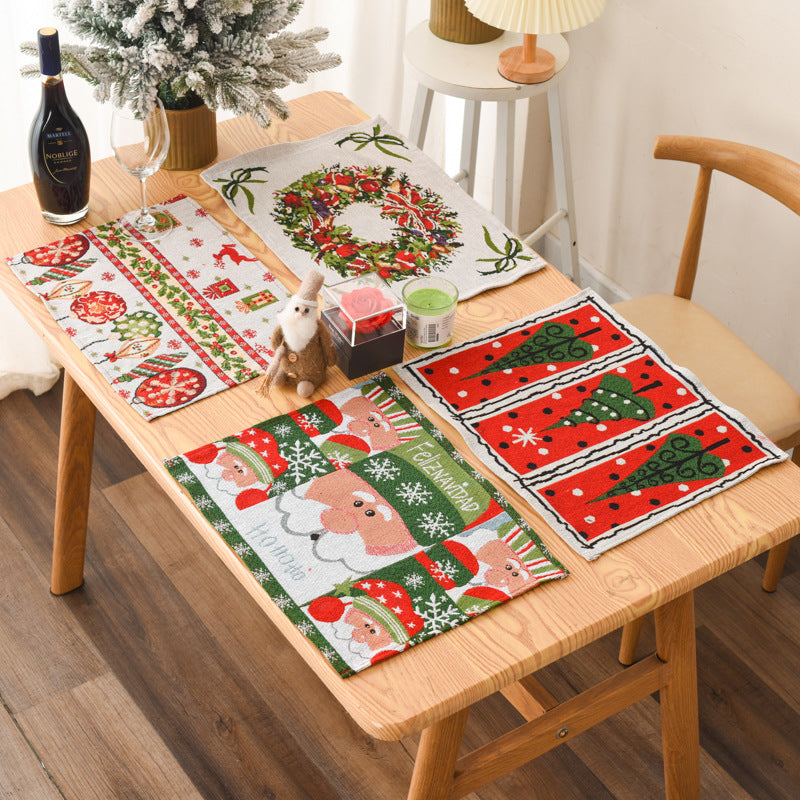Christmas New Decorative Products Knitted Fabric Meal Mat Creative Knitted Meal Mat Tablecloth Elderly Tree Meal Mat