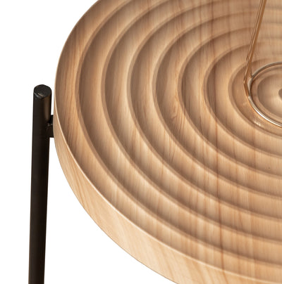 Modern Thread Design Round Coffee Table MDF Table Top with Cross Legs Metal Base(Set of 2 pcs )