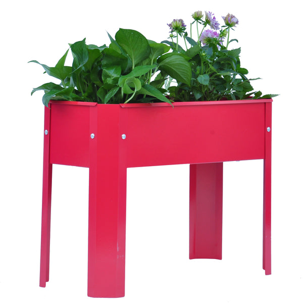 Mini Elevated garden bed, metal elevated outdoor flowerpot box, suitable for backyard and terrace, large flowerpot Red + Steel