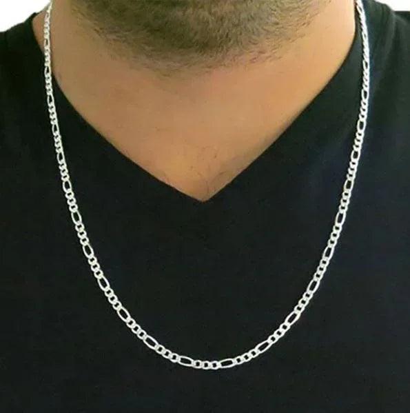 Solid Sterling Silver Thick 4MM Figaro Link Chain Unisex - Gifts for You 'n Me