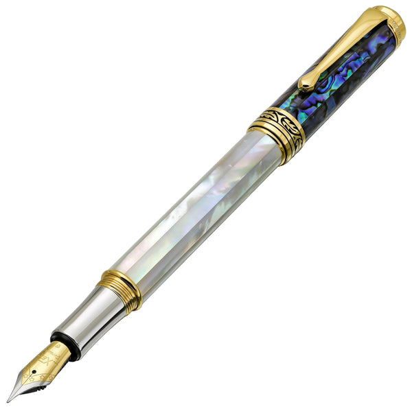 Maestro® 18K Gold Plated Fountain Pen (Fine Nib) - Oceanic White Mother of Pearl & Paua Abalone - Gifts for You 'n Me
