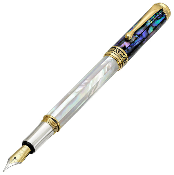Maestro® 18K Gold Plated Fountain Pen (Medium Nib) - Oceanic White Mother of Pearl & Paua Abalone - Gifts for You 'n Me