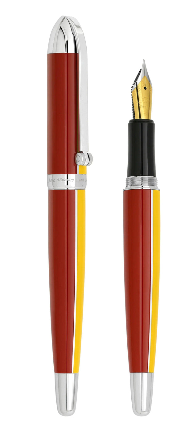 Visionary® Brass & Aluminum Enameled Fountain Pen (Fine Nib) - Aspen Gold / Red - Gifts for You 'n Me