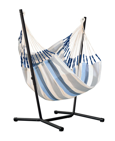 Fiji Outdoor Sea Salt – Weather-Resistant Comfort Size Hammock Chair with Galvanized Steel Stand