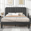 Full size Dark Grey Upholstered Platform Bed Frame with Headboard