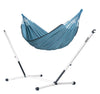 Nautico Cool Grey Colombia Blue Zebra - Organic Cotton Kingsize Hammock with Powder Coated Steel Stand