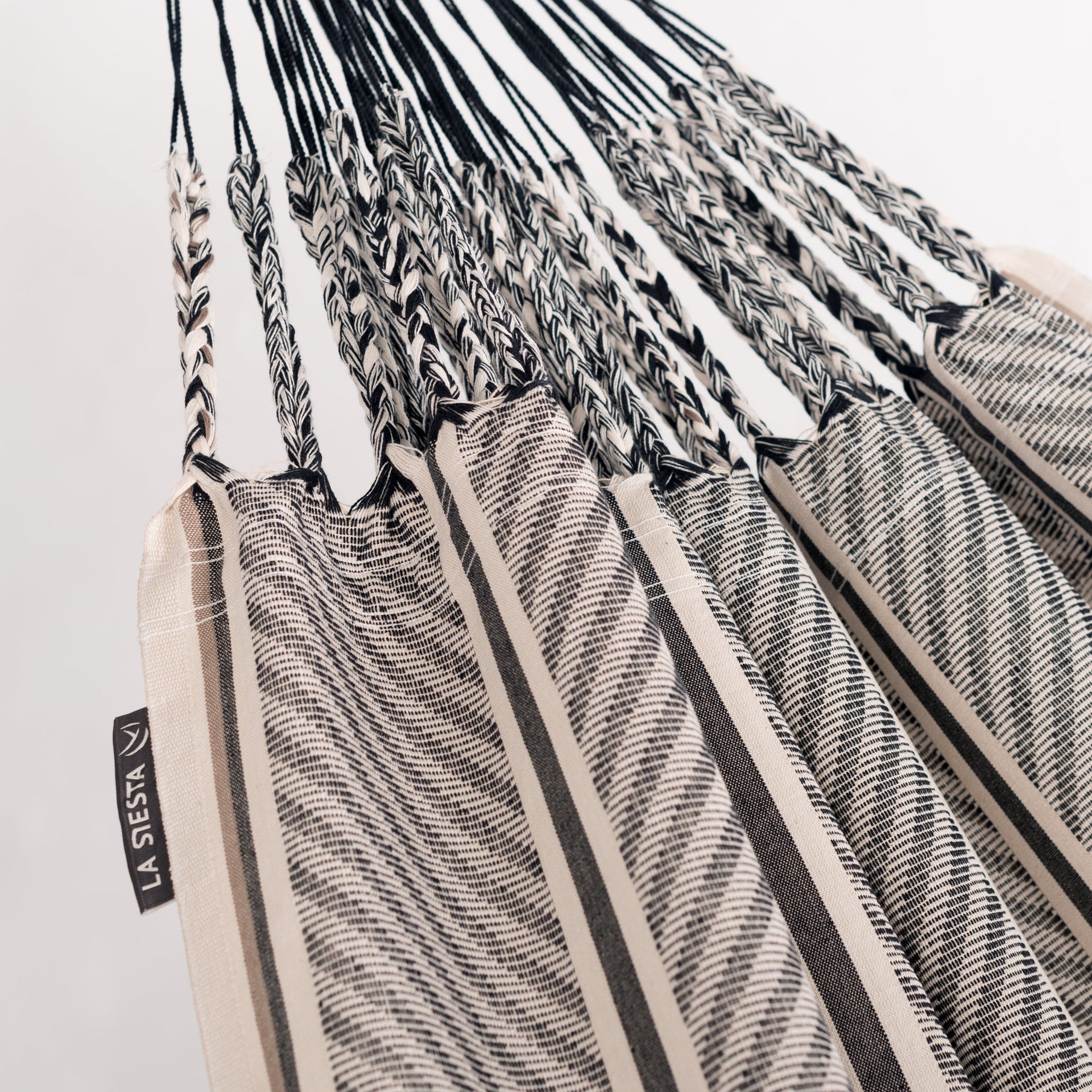 Nautico Cool Grey Colombia Zebra - Organic Cotton Kingsize Hammock with Powder Coated Steel Stand
