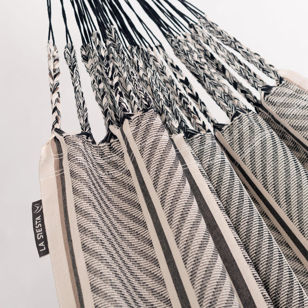 Nautico Anthracite Colombia Zebra - Organic Cotton Kingsize Hammock with Powder Coated Steel Stand
