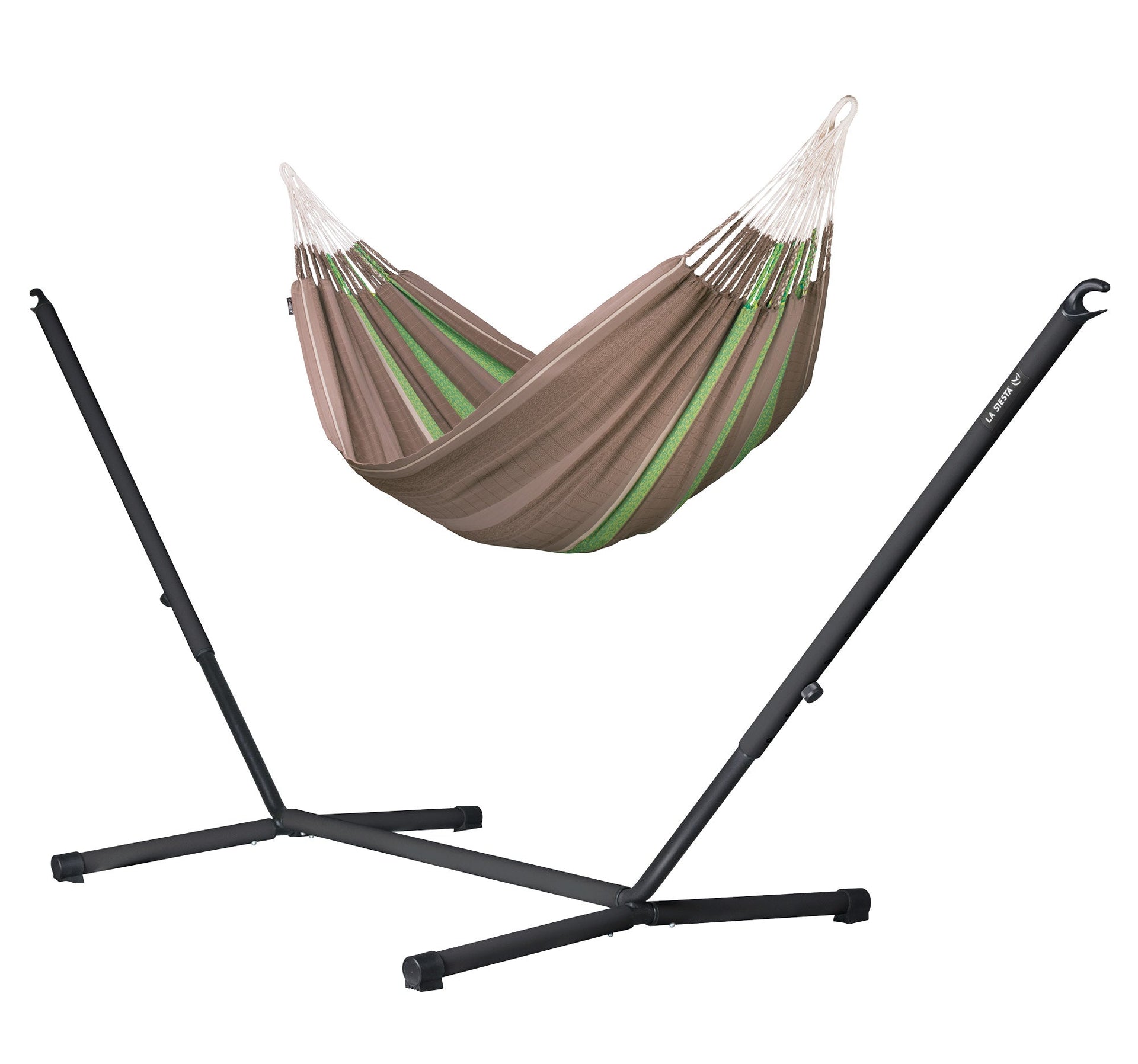 Nautico Anthracite Colombia Chocolate - Organic Cotton Kingsize Hammock with Powder Coated Steel Stand
