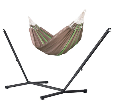 Nautico Anthracite Colombia Chocolate - Organic Cotton Kingsize Hammock with Powder Coated Steel Stand