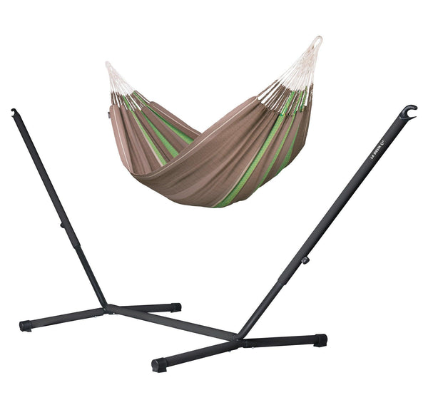 Nautico Anthracite Colombia Chocolate - Organic Cotton Kingsize Hammock with Powder Coated Steel Stand